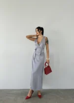 Gri Saten Etek Yelek Takım