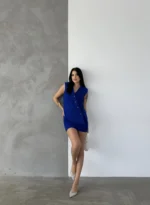 Sax Kaşe Kruvaze Oversize Yelek Etek Takım