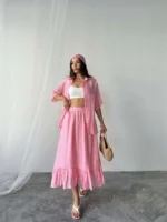 Pembe Tensel Etekli Takım