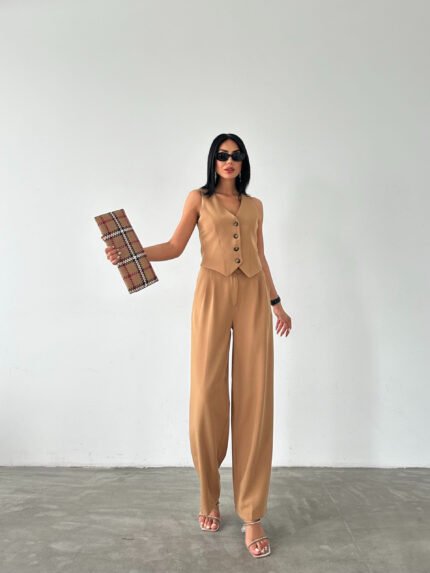 Vizon Kemer Detaylı Atlas Palazzo Pantolon