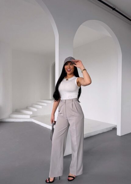 Gri Palazzo Atlas Pantolon