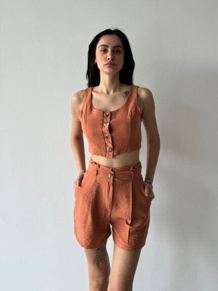 Vizon Keten Şort - Yelek Takım