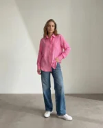 Pembe Cepli Oversize Gömlek