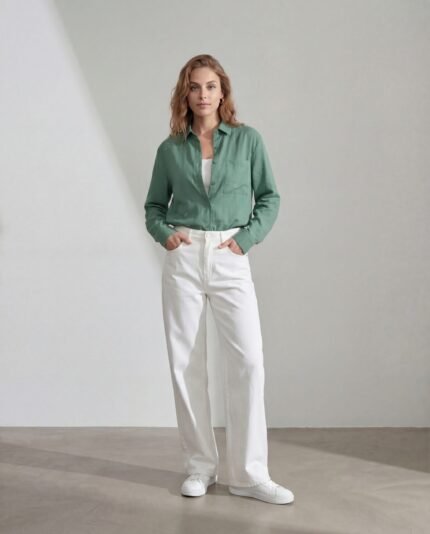 Yeşil Cepli Oversize Gömlek