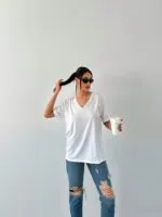V Yakalı Basic T-shirt