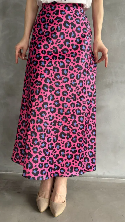 Maksi Length Patterned Satin Skirt