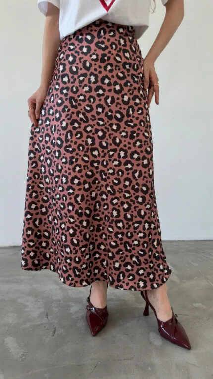 Maksi Length Patterned Satin Skirt