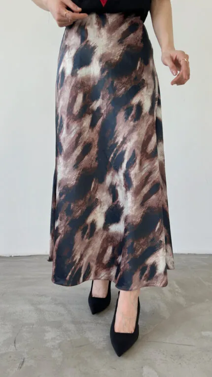 Midi Length Satin Skirt