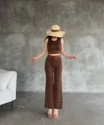 Beli Lastikli Çizgili Pantolon