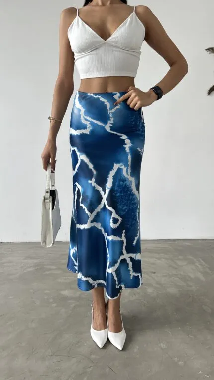 Midi Length Satin Skirt