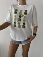 Çiçek Baskılı Basic T-shirt