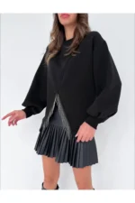 Sarkıtma Taşlı İçi Şardonlu Sweatshirt