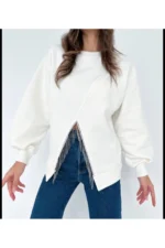 Sarkıtma Taşlı İçi Şardonlu Sweatshirt