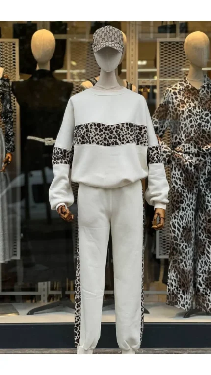 Leopard Print Tracksuit with Garter Details