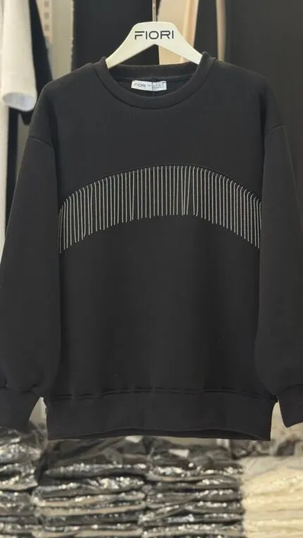 Drop Stone Detail Inner Fleece Sweatshirt