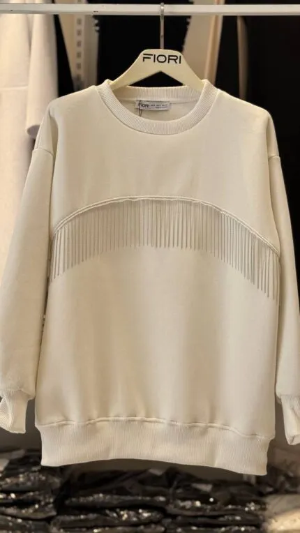 Sarkıtma Taşlı İçi Şardonlu Sweatshirt
