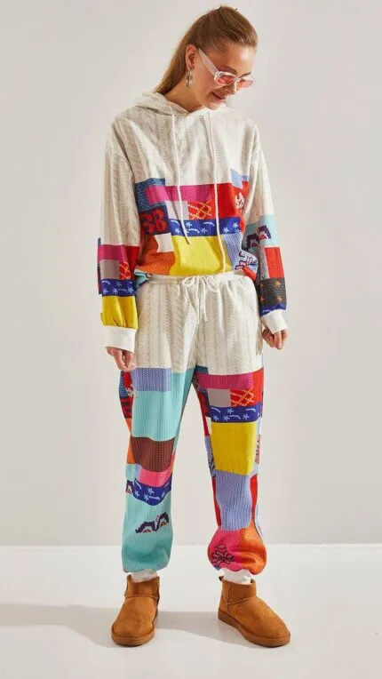Printed Three-Thread Brushed Sweatsuit