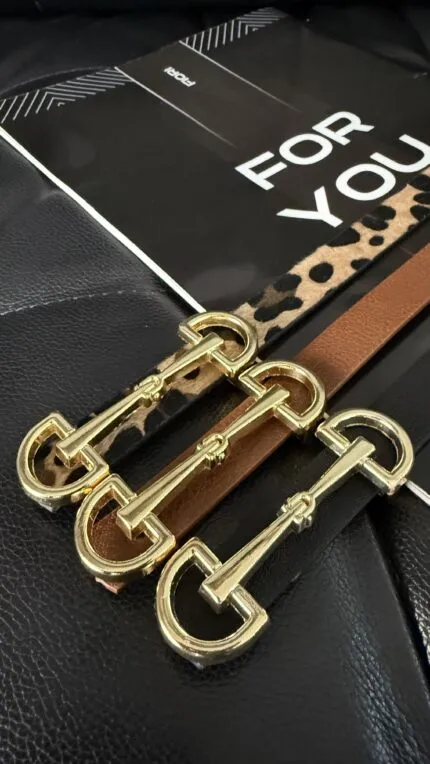 Long Gold Buckle Thin Women's Belt