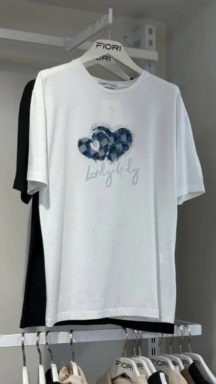Kalp Baskılı Tshirt