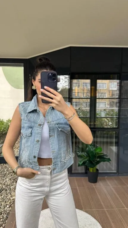 Beaded Denim Vest