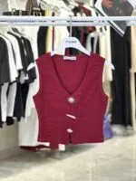 Bordo Crop Top V Yaka Ve Japone Kol