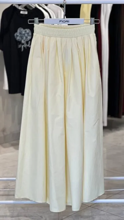 Beige Fluffy Maxi Skirt Mid-Rise Drawstring Closure Pocketless