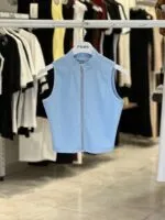 Mavi Crop Top Dar Kalıp Balıkçı Yaka Japone Kol