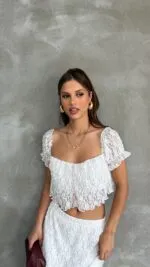 Beyaz Zarif Gündelik Takım