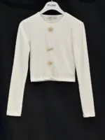 Beyaz Zarif Resmi Gündelik Crop Bluz