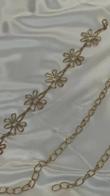 Papatya Gold Detaylı Kadın Bel Zinciri Bel Kemeri elbise Kemeri etek Kemeri pantolon Kemeri