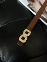 Dörtgen Uzun Gümüş Tokalı Ince Kadın Kemeri Ceket Kemeri Gömlek Kemeri Elbise Kemeri