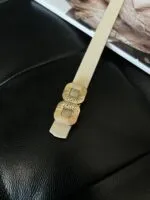 Dörtgen Uzun Gümüş Tokalı Ince Kadın Kemeri Ceket Kemeri Gömlek Kemeri Elbise Kemeri