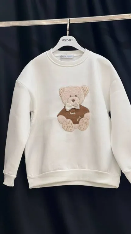 Sweatshirt Beyaz Gündelik Sevimli