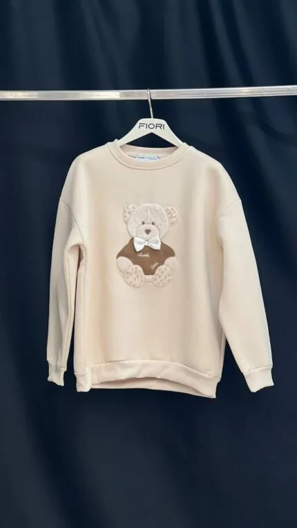 Bej Gündelik Sevimli Sokak Tarzı Sweatshirt