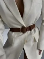 Kahve Süet Halka Gold Tokalı Kadın Pantolon Kemeri Ceket Kemeri Elbise Kemeri Gömlek Kemeri