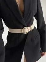 Kahve Süet Halka Gold Tokalı Kadın Pantolon Kemeri Ceket Kemeri Elbise Kemeri Gömlek Kemeri