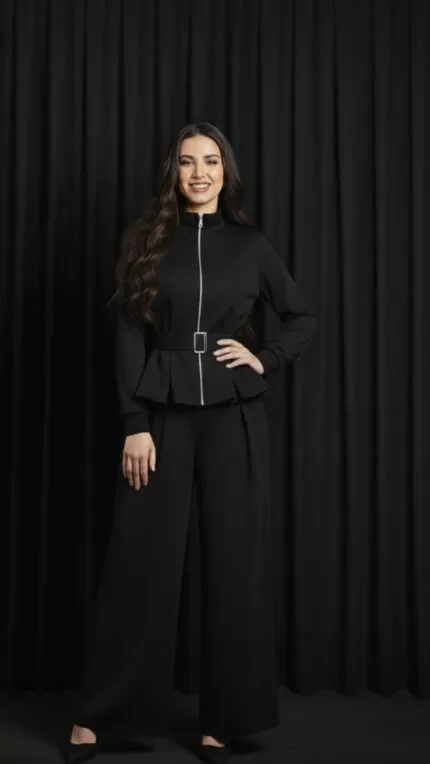 Black Formal Elegant Palazzo Pants Suit