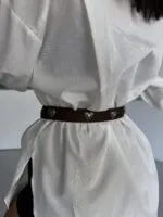 Süet Kare Tokalı Kalp Aksesuarlı Kadın Pantolon Kemeri Ceket Kemeri Gömlek Kemeri Elbise Kemeri