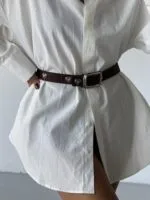 Süet Kare Tokalı Kalp Aksesuarlı Kadın Pantolon Kemeri Ceket Kemeri Gömlek Kemeri Elbise Kemeri