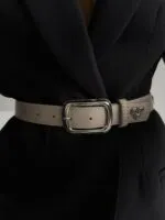 Süet Kare Tokalı Kalp Aksesuarlı Kadın Pantolon Kemeri Ceket Kemeri Gömlek Kemeri Elbise Kemeri