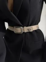 Kare Tokalı Kalp Aksesuarlı Kadın Pantolon Kemeri Ceket Kemeri Gömlek Kemeri Elbise Kemeri