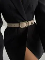 Kare Tokalı Kalp Aksesuarlı Kadın Pantolon Kemeri Ceket Kemeri Gömlek Kemeri Elbise Kemeri