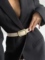Süet Kare Tokalı Yıldız Aksesuarlı Kadın Pantolon Kemeri  Ceket Kemeri  Gömlek Kemeri
