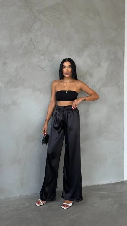 Black Palazzo Pants Wide Leg and High Waist