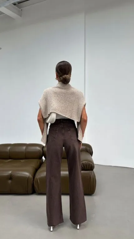 Brown Mom Jeans High Waist Wide Leg