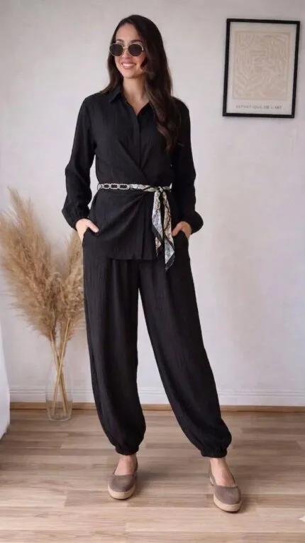 Siyah Kuşak Detay Takım