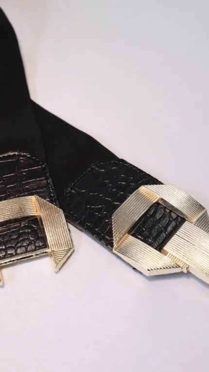 Metal Gold Tokalı Lastikli Kemer