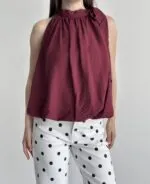 Bordo BOYUNDAN BAĞLAMALI BALON BLUZ
