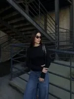 Siyah Parmak Geçmeli Body