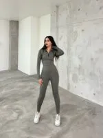 Haki Kalın Fitilli Taytlı Takım